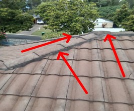 Damaged Ridge Capping and Mortar Roof Tiles